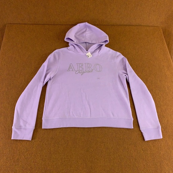 Aéropostale Tops - Aeropostale Womens Large Purple Fleece Aero Original Logo Pullover Hoodie NWT